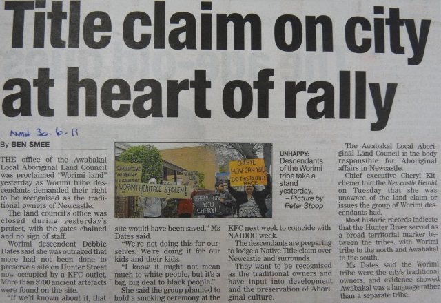 Land claim on Newcastle, Newcastle Herald 2011. 